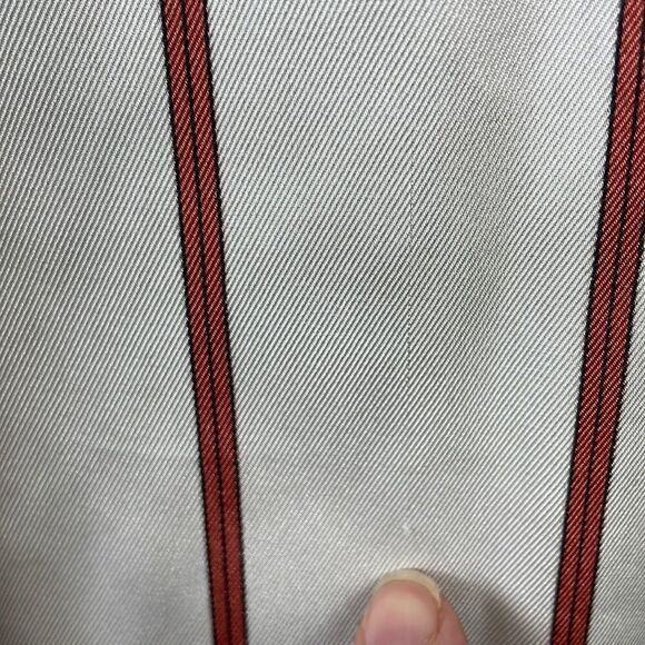 Terracotta Striped Balloon Sleeve Ruffle Hem V-Neck Blouse sz XXL - Picture 3 of 7